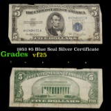 1953 $5 Blue Seal Silver Certificate Grades vf+