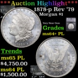 ***Auction Highlight*** 1878-p Rev '79 Morgan Dollar $1 Graded ms64+ PL BY SEGS (fc)