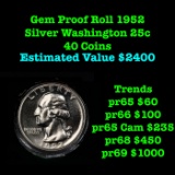 ***Auction Highlight*** Full Roll of Proof 1952 Washington 25c, 40 coins total. (fc)