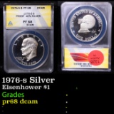 Proof ANACS 1976-s Silver Eisenhower Dollar $1 Graded pr68 dcam By ANACS