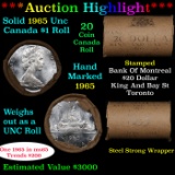 ***Auction Highlight*** Full Roll of Silver 1965 Canadian Dollar with Queen Elizabeth II, 20 Coins i