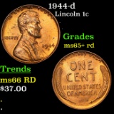 1944-d Lincoln Cent 1c Grades Gem+ Unc RD