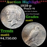 ***Auction Highlight*** 1928-p Peace Dollar $1 Grades GEM Unc By SEGS (fc)