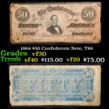 1864 $50 Confederate Note, T66 Grades vf++