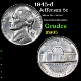 1945-d Jefferson Nickel 5c Grades GEM Unc