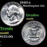 1943-s Washington Quarter 25c Grades GEM+ Unc