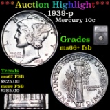 ***Auction Highlight*** 1939-p Mercury Dime 10c Graded ms66+ fsb By SEGS (fc)