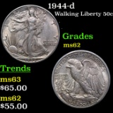 1944-d Walking Liberty Half Dollar 50c Grades Select Unc