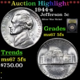 ***Auction Highlight*** 1944-s Jefferson Nickel 5c Graded GEM++ 5fs By USCG (fc)