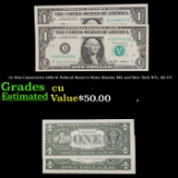 2x Non-Consecutive 1985 $1 Federal Reserve Notes (Boston MA and New York NY), All CU Grades CU