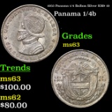 1953 Panama 1/4 Balboa Silver KM# 19 Grades Select Unc