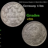 1905D Germany (Empire) 1/2 Mark Silver KM# 17 Grades vf++