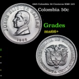 1965 Colombia 50 Centavos KM# 225 Grades GEM++ Unc