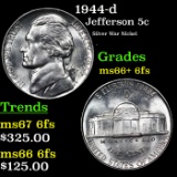 1944-d Jefferson Nickel 5c Grades GEM++ 6fs