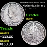 1918 Netherlands 25 Cents 25c KM# 146 Grades Choice Unc