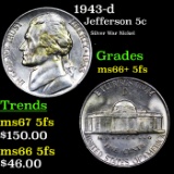 1943-d Jefferson Nickel 5c Grades GEM++ 5fs