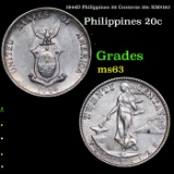 1944D Philippines 20 Centavos 20c KM#182 Grades Select Unc