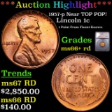 ***Auction Highlight*** 1957-p Lincoln Cent Near TOP POP! 1c Graded ms66+ rd By SEGS (fc)