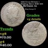 1826 Great Britain 1 Shilling Silver KM# 694 Grades vg details