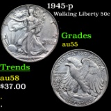 1945-p Walking Liberty Half Dollar 50c Grades Choice AU