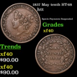 1837 May tenth Hard Times Token HT-68 1c Grades xf