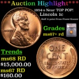 ***Auction Highlight*** 1954-s Lincoln Cent Near TOP POP! 1c Graded ms67+ rd By SEGS (fc)