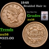 1848 Braided Hair Large Cent 1c Graded au58 BY SEGS