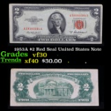 1953A $2 Red Seal United States Note Grades vf++