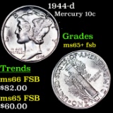 1944-d Mercury Dime 10c Grades GEM+ FSB