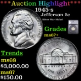 ***Auction Highlight*** 1945-s Jefferson Nickel 5c Graded ms67+ BY SEGS (fc)