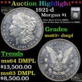 ***Auction Highlight*** 1921-d Morgan Dollar Near TOP POP! $1 Graded ms63+ dmpl By SEGS (fc)