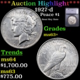 ***Auction Highlight*** 1927-d Peace Dollar $1 Grades Select+ Unc By SEGS (fc)