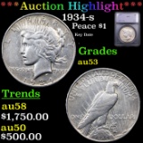 ***Auction Highlight*** 1934-s Peace Dollar $1 Grades Select AU By SEGS (fc)