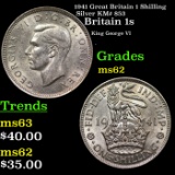 1941 Great Britain 1 Shilling Silver KM# 853 Grades Select Unc