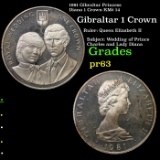 Proof 1981 Gibraltar Princess Diana 1 Crown KM# 14 Grades Select Proof