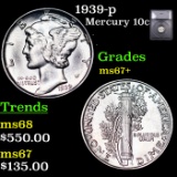 1939-p Mercury Dime 10c Graded ms67+ By SEGS