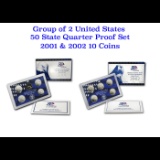 Group of 2 United States Mint Proof Sets 2001-2002 20 coins.