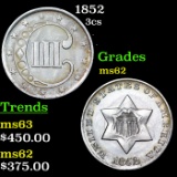 1852 Three Cent Silver 3cs Grades Select Unc