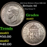 1945 Great Britain 6 Pence KM# 852 Grades Select Unc