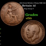 1914 Great Britain 1 Penny KM# 810 Grades vf++