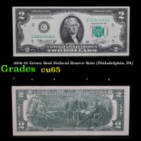 1976 $2 Green Seal Federal Reseve Note (Philadelphia, PA) Grades Gem CU