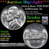 ***Auction Highlight*** 1944-d Jefferson Nickel Near TOP POP! 5c Graded ms67+ 6fs BY SEGS (fc)