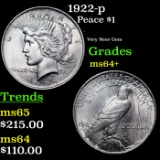 1922-p Peace Dollar $1 Grades Choice+ Unc