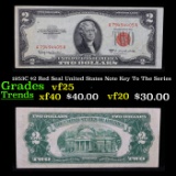 1953C $2 Red Seal United States Note Key To The Series Grades vf+