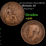 1917 Great Britain 1 Penny KM# 810 Grades vg+