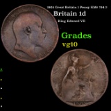 1905 Great Britain 1 Penny KM# 794.2 Grades vg+