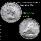 1963 Canada 10 Cents 10c KM# 51 Grades Choice AU