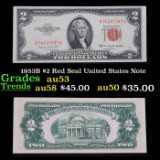 1953B $2 Red Seal United States Note Grades Select AU