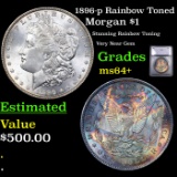 1896-p Morgan Dollar Rainbow Toned $1 Graded ms64+ BY SEGS