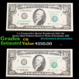 5 x Consecutive Serial Numbered 1995 $10 Green Seal Federal Reserve Notes (Cleveland, OH) Grades CU